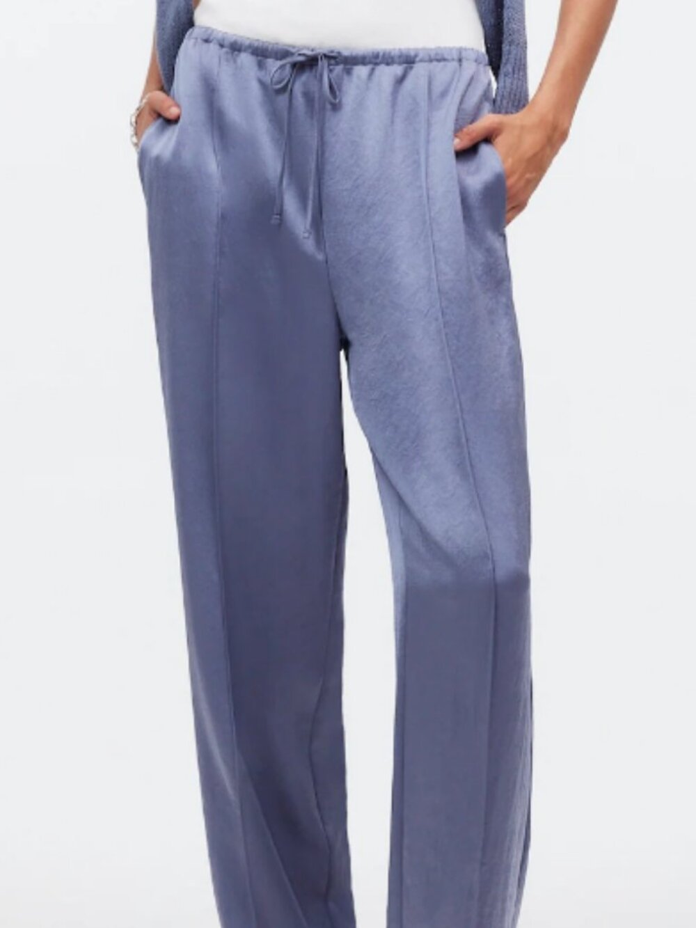 Madewell XL Tall Pintucked Slim Pull-On Pants in Satin NR219